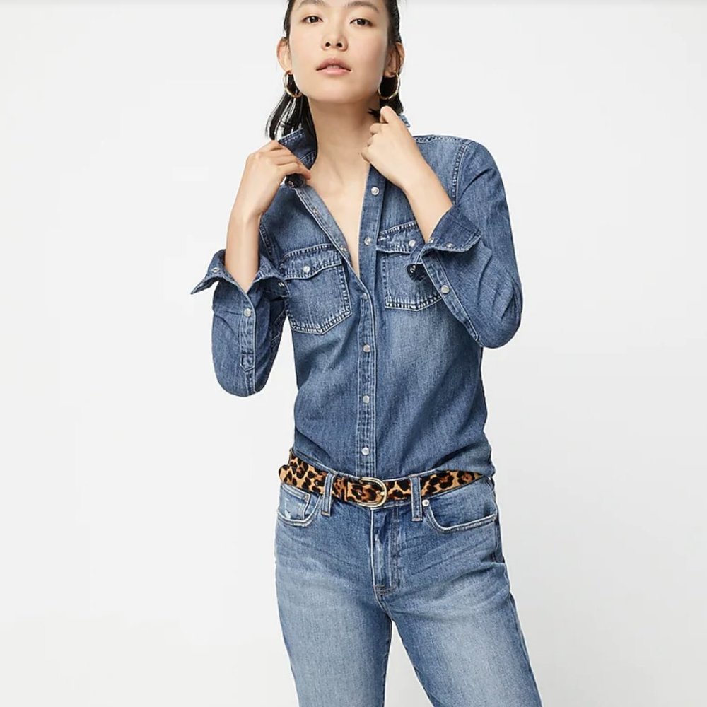 J. Crew Western Denim Shirt/Top 8